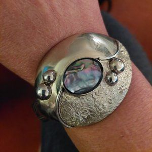 Vintage 90s Abalone SpoonCuff Bracelet